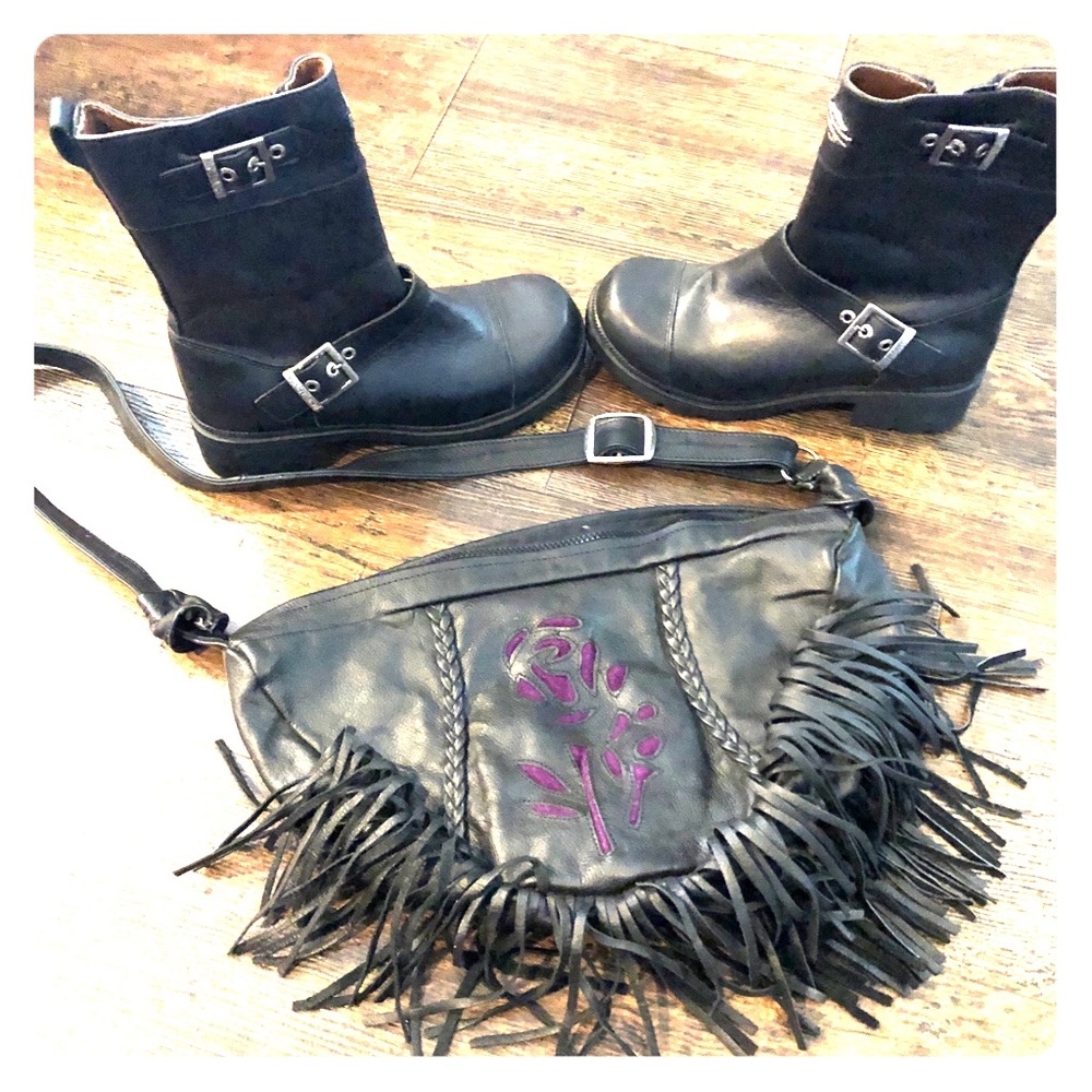 Harley Davidson boots w/ leather purse